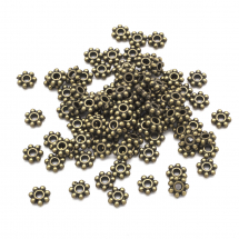 Koraliki Dystansowe, Styl Tybetański, Stop Biżuterii, Kwiat, Kolor: Bronze, 4.5x1.5mm, otwor 1mm, 100szt (14WB6806)