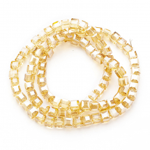 Koraliki Szklane Galwanizacja, Fasetowane Kostka, 6x6x6mm, Kolor: Drewniany, około 95szt/60cm/nic (14WB7017)