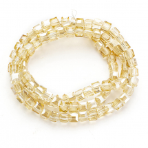 Намистини Гальваніка Скло, Кубики Грановані, Колір: Деревне, Розмір: 4х4х4мм, Отв-тя 1мм, близько 100шт / 55см / нитка, (14WB7020)