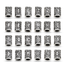 Koraliki Wintage, Skandynawskie Runy Wikingów, Kolumna, Antyczne Srebro, 13-13.5x10mm, 24szt/set (13WB27732)