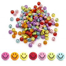 Koraliki Akrylowe, Smile Kraft Styl, Okrągłe, Mix 7x3.5mm, około 170szt/25g (13WB28904)