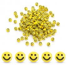 Koraliki Akrylowe, Smile Kraft Styl, Okrągłe, Żółty, 7x3.5mm, około 170szt/25g (13WB28905)