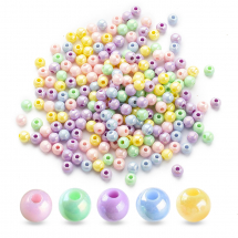 Koraliki Akrylowe, Nieprzezroczyste, Tęczowa Powłoka, Okrągłe, 6x5mm, Mieszane Kolory, około 210szt/25g (13WB28907)