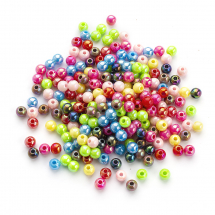 Koraliki Akrylowe Nieprzezroczyste, Tęczowa Powłoka AB-Color, Okrągłe, Mix, 6x5mm, około 210szt/25g (13WB28909)
