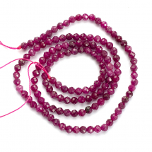 Koraliki Naturalny Rubin, Okrągłe, Fasetowane, 3mm, Otwór:0.6mm, 117szt/36cm/sznur (13WB28967)