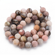 Koraliki Naturalny Różowy Opal, Okrągłe, Matowe, Rozmiar: 8-9mm, otw. 1mm, ok. 43szt/38cm/nic (13WB28976)