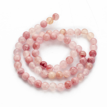 Koraliki Naturalny Zielony Jadeit, Barwione, Okrągłe, Mglisty Róża, 6mm, otwor: 0.8mm, ok. 60szt/37cm/sznur (13WB28983)