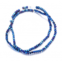 Koraliki Syntetyczne Hematyt, Niemagnetyczne, Kostka, Niebieski, 3x3x3mm, około 135szt/38cm/sznur (13WB29097)