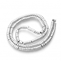 Koraliki Syntetyczny Hematyt, Heishi, Pokrycie Galwaniczne Platynowe, 4x2mm, Otwór 1mm, 190szt/38cm/nić (13WB29102)