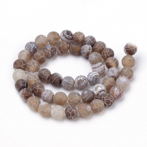 Koraliki Naturalny Agat Crackle, Okrągły, Matowe, Kamelowy, 8mm, około 44szt/38cm/sznur (13WB29112)