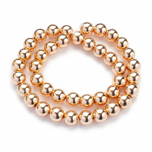 Koraliki Syntetyczne Hematyt, Niemagnetyczne, Galwanizowane Różowe Złotom, 10x9mm, około 42szt/37cm/nic (13WB29117)