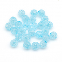 Koraliki Akrylowe Crackle, Przezroczyste, Okrągłe, Jasnoniebieskie, 12mm, Otwór: 2mm, około 25szt/25g (13WB29488)