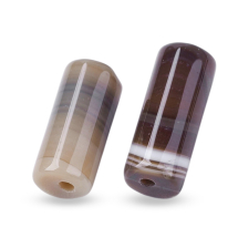 Koraliki Kamień Naturalny Agat Pasiasty, Kolumna, Brązowy, 20x8mm, 2szt (13WB29491)