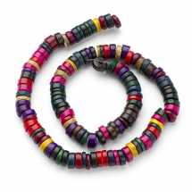 Koraliki Kokosowe, Płaskie Okrągłe, Kolor: Mix, 9x3-5mm, Otwór 3mm, około 105szt/37cm/nic (13WB29506)