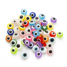 Koraliki Żywica, Oko, Okrągłe Płaskie, do Rękodzieła, Mix, 7.5-8x5-6mm, 50szt/opakowanie (13WB29516)