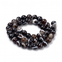 Koraliki Naturalny Agat Paskowany, Okrągłe, Barwione, 10mm, Brązowe, około 35szt/36cm/nić (13WB29528)