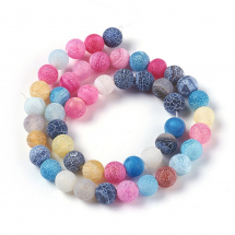 Koraliki Naturalny Agat Crackle, Okrągłe, Termobarwione, Kolor: Mix, 8mm, około 45szt/34.5cm/nić (13WB29542)