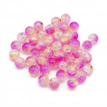 Koraliki Akrylowe Crackle, Przezroczyste, Okrągłe, Karmazynowy, 10mm, Otwór: 2mm, około 45szt/25g (13WB29547)