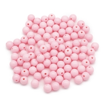 Koraliki Akrylowe, Okrągłe, Nieprzejrzyste, do Rękodzieła, 10x9mm, Perłowy Róż, Otwór: 2mm, około 90szt/50g (13WB29556)