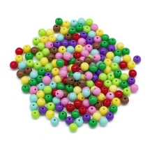 Koraliki Akrylowe Nieprzejrzyste, Okrągłe, Kolor: Mix, 8x7mm, Otwór: 2mm, około 160szt/50g (13WB29583)
