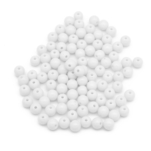 Koraliki Akrylowe Okrągłe Nieprzejrzyste, do Rękodzieła, 10x9mm, Biały, Otwór: 2mm, 90szt/50g (13WB29585)