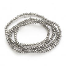 Намистини Скляні Гальванічні, Перлове Покриття, Круглі, Колір: Сірий, Діаметр 4х4.5мм, Отвір 1мм, близько 190шт/29см/нитка, (13WB29639)