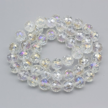 Koraliki Szklo Galwanizowane Tęczowy, Fasetowane, Okrągłe, Przezroczyst 15-16x16mm, około 45szt/74cm/nic (13WB29648)