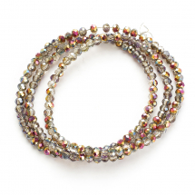 Koraliki Szklane Galwanizowane, Rondel, Fasetowane, Różowe Złoto, 3x2mm, około 147szt/36cm/sznur (13WB29655)