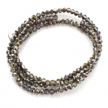 Koraliki Szklane Galwanizowane, Rondel Półpowlekane, Fasetowane, 3x2mm, Czarne, około 160szt/36cm/nic (13WB29656)