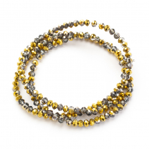 Koraliki Szklo Galwanizowane, Rondel Półpowlekane, Fasetowane, 3x2mm, Złote, około 160szt/36cm/nić (13WB29659)