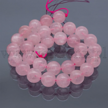 Намистини Натуральний Рожевий Кварц, На нитках, Круглі, Колір: Рожевий, Розмір: 12мм, Отвір 1мм, близько 30шт / 37см / нитка, (13WB11333)