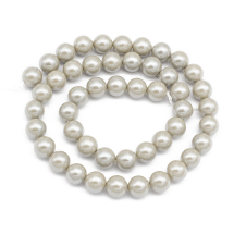 Koraliki Shell Pearl, Klasa A, Okrągły, Szary, 8mm, około 45szt/38cm/nić (13WB15177)