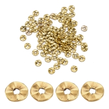 Koraliki Dystansowe, Styl Tybetański, Twist, Stop Biżuterii, Kolor: Złoty, 7x1mm, otwor 1mm, 100szt (3WB3273)