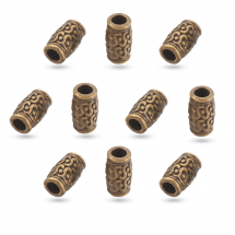 Koraliki Styl Tybetański, Rurka, Stop, Antyczny Brąz, 12x7mm, Otwór 3.5mm, 10szt (13WB18629)