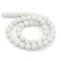 Koraliki Naturalna Lawa, Okrągłe, Biały, 8mm, około 46szt/36.5cm/nić (13WB26397)