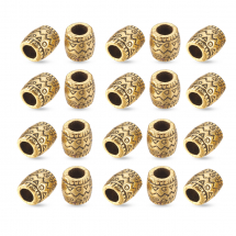 Koraliki Dystansowe, Styl Tybetański, Kolumna, Antyczne Złoto, 6.5x8mm, otwór: 4mm, 20szt (2WB27668)