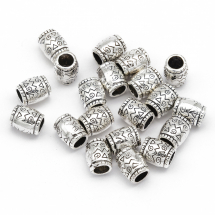 Koraliki Dystansowe, Styl Tybetański, Stopowy Biżuterii, Kolor: Srebrny, 8x6.5mm, otwor 4mm, 20szt (2WB27669)