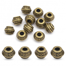 Koraliki Dystansowe, Styl Tybetański, Metal, Kolor: Bronze, 9x7mm, otwor 3.5mm, 15szt (2WB27676)