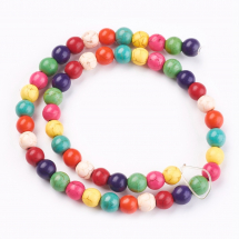 Koraliki Syntetyczne Turkus Okrągłe, Mix, 8mm, Otwór 1mm, około 47szt/38cm/nić (2WB30773)