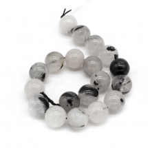 Koraliki Naturalny Czarny Kwarc Rutylowy, 6mm, otwór 1mm, około 29szt/18cm/nic (2WB30816)