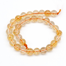 Koraliki Naturalny Kryształ Górski, Okrągłe, Termobarwiony, Kolor: Złoty, 6mm, około 28szt/18cm/nić (13WB11502)