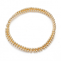 Koraliki Syntetyczne Hematyt, Niemagnetyczne, Jasnozłoty, 3mm, około 120szt/38cm/sznur (13WB18742)