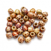 Koraliki Naturalne Drewniane Drukowane, Mieszane kolory, 16x17x17mm, około 25szt / 50g (13WB18782)