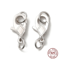 Srebro 925 Rodowane Zapięcie Karabińczyk Lobster Romb do Rękodzieła i Biżuterii, 11x6x2mm, Kółko 4mm, 1szt (13WB31700)