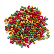 Koraliki Naturalne Drewniane, Barwione, Owalny, Mix, 6x4-5mm, około 500szt/25g (14WB9566)