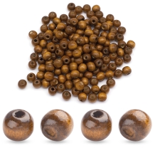 Koraliki Drewniane Barwione, Okrągłe, Brązowy,10x9mm, około 150szt/50g (13WB29780)