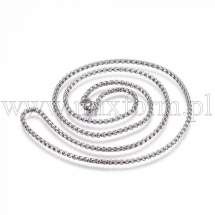 Naszyjnik Łańcuszek, Stal Nierdzewna, Zapięcie Karabińczyk Lobster, 60cm, szerokość 2.5mm, 1szt (13WB29380)