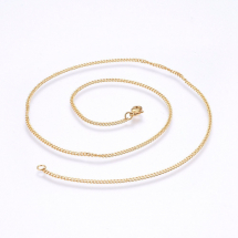 Naszyjnik Łańcuszek Skręcany, Stal Nierdzewna, Zapięcie Karabińczyk Lobster, Złoty, 50cm, 1szt (13WB29410)