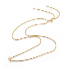 Naszyjnik Suwak, Łańcuszek Wąż, Stal Nierdzewna, Karabińczyk Lobster i Koralik Stopper, Złoty, 73cm, 1szt (13WB29458)