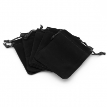 Woreczek Podarunkowy, Welurowy z Wiązaniami, Czarny, 9x7cm, 5szt (13WB25255)